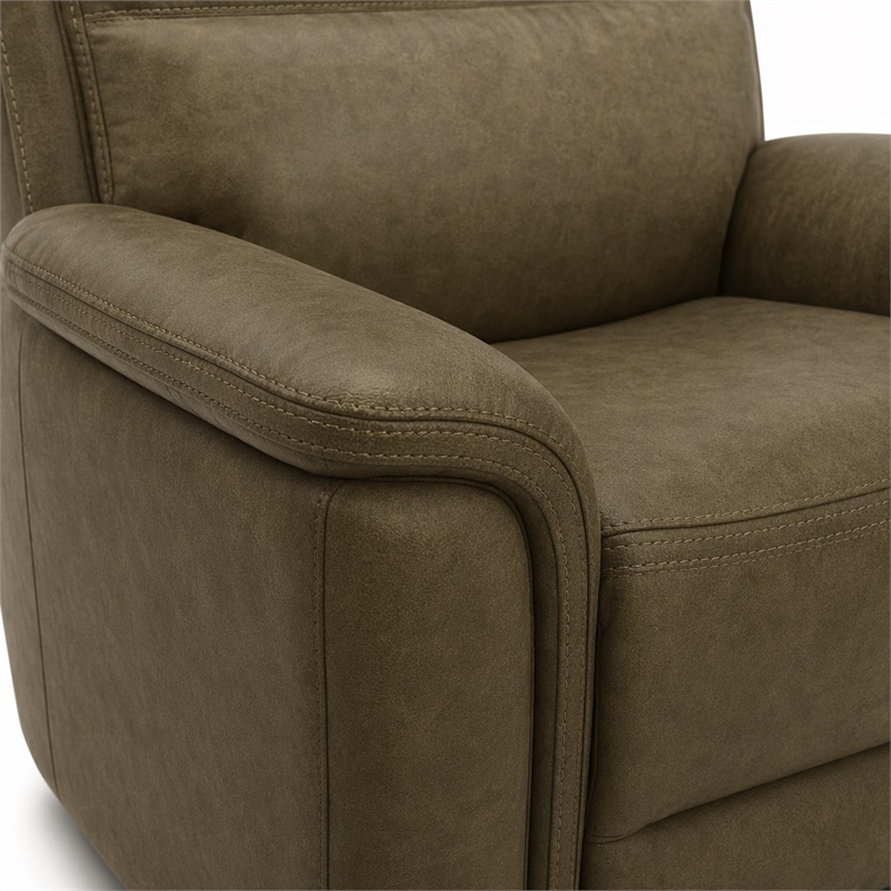 Pemberly Row Cooper Transitional Leather Power Recliner in Camel