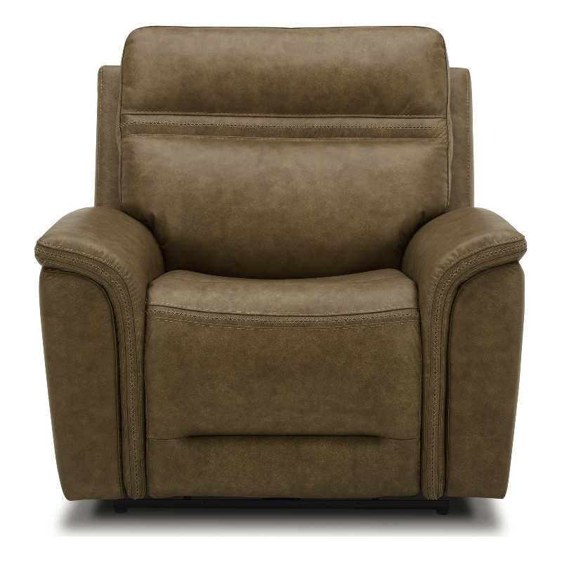 Pemberly Row Cooper Transitional Leather Power Recliner in Camel
