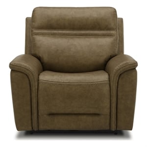 Pemberly Row Cooper Transitional Leather Power Recliner in Camel