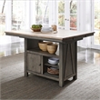 Pemberly Row Solid Rubber Wood Kitchen Island in Gray and Sandstone