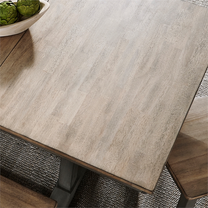 Pemberly Row Solid Rubber Wood Kitchen Island in Gray and Sandstone
