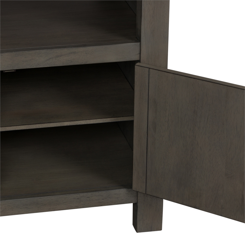 Pemberly Row Solid Rubber Wood Kitchen Island in Gray and Sandstone