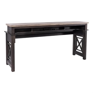 Pemberly Row Black 4 Piece Console Set with 3 Stools Bar Height Serving