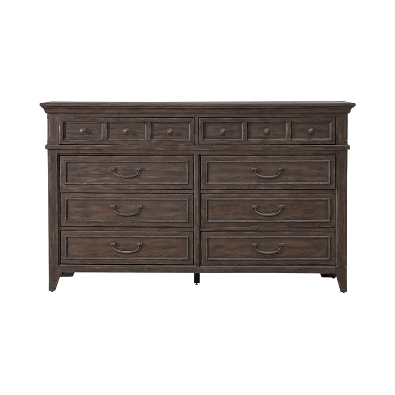 Pemberly Row 8 Drawer Dresser with Cedar Lined Drawers in Saddle Brown