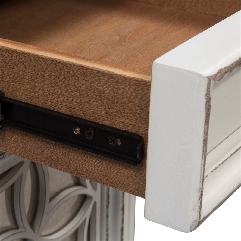 Pemberly Row White Chair Side Table with Dovetail Drawer Construction