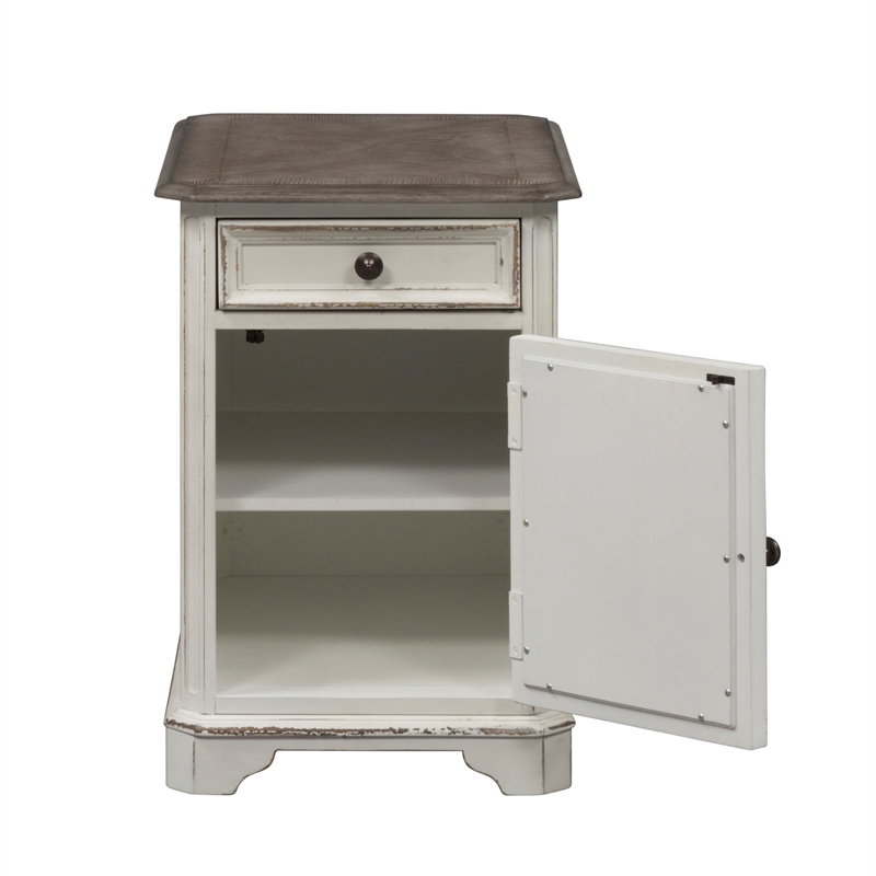 Pemberly Row White Chair Side Table with Dovetail Drawer Construction