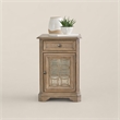 Pemberly Row Mirrored Chair Side Table in Weathered Bisque with Bead Molding