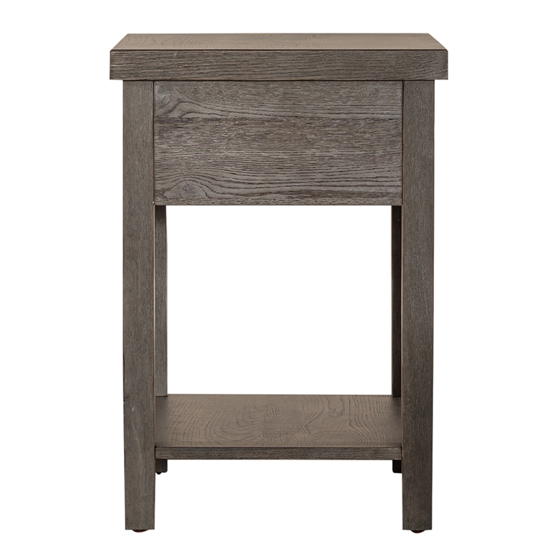 Pemberly Row Dark Gray Drawer Chair Side Table with Dovetail Construction
