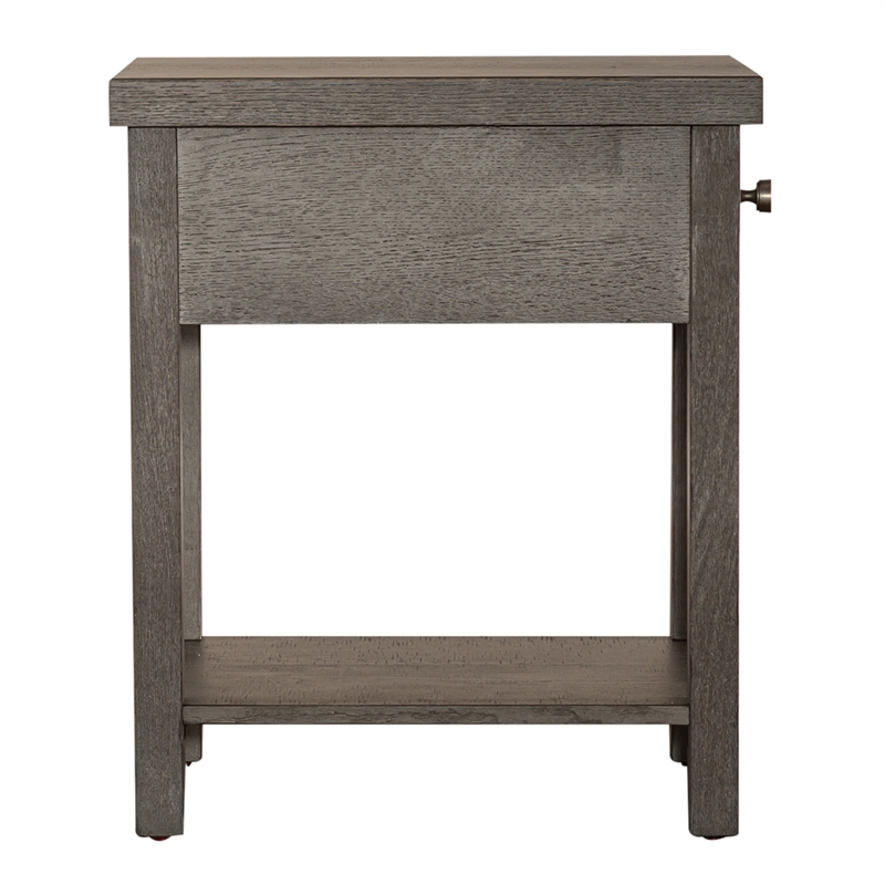 Pemberly Row Dark Gray Drawer Chair Side Table with Dovetail Construction