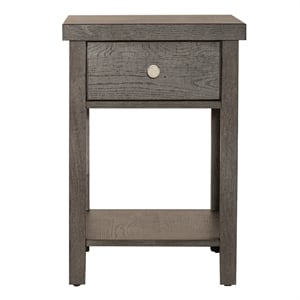 Pemberly Row Dark Gray Drawer Chair Side Table with Dovetail Construction