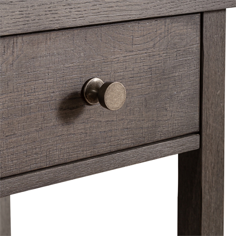 Pemberly Row Dark Gray Drawer Chair Side Table with Dovetail Construction