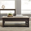 Pemberly Row Lift Top Cocktail Table in Charcoal and Ash with English Drawer