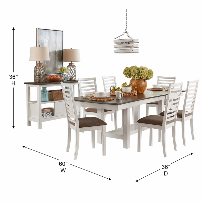 Pemberly Row 7-Piece Two-Tone Trestle Dining Set with Storage Shelf