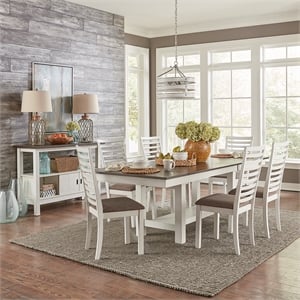 Pemberly Row 7-Piece Two-Tone Trestle Dining Set with Storage Shelf