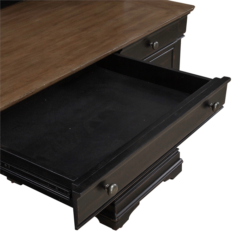 Pemberly Row Credenza and Hutch with File Drawers in Aged Charcoal