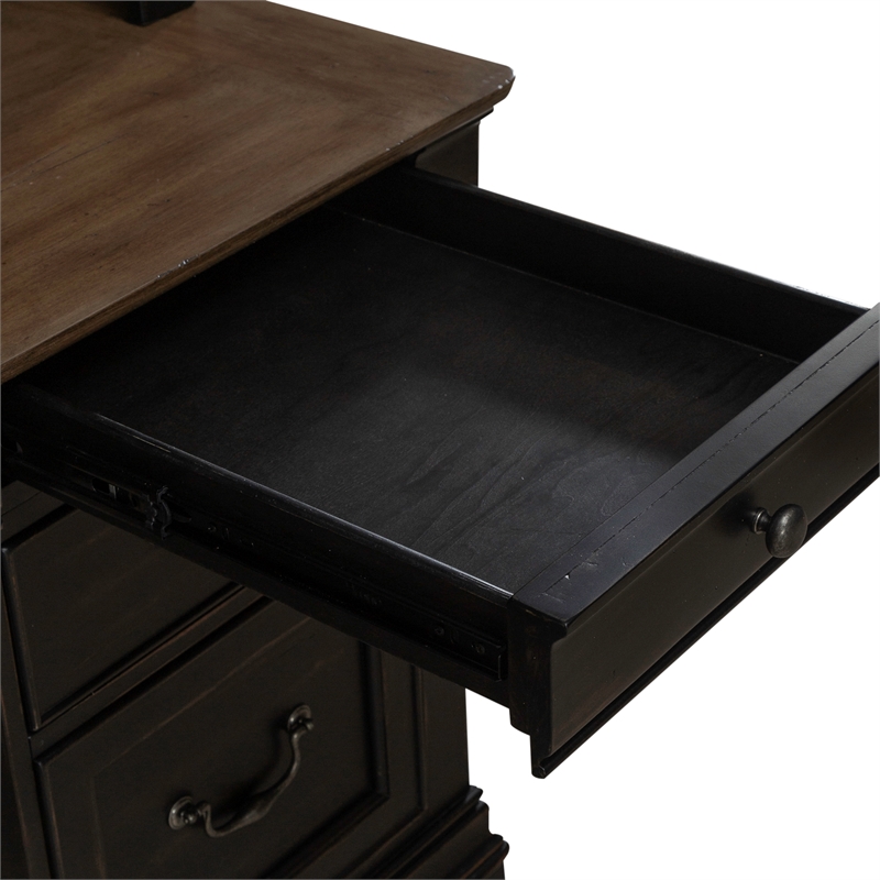 Pemberly Row Credenza and Hutch with File Drawers in Aged Charcoal