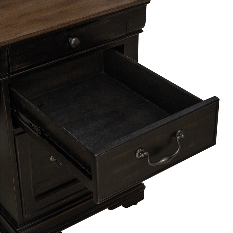 Pemberly Row Credenza and Hutch with File Drawers in Aged Charcoal