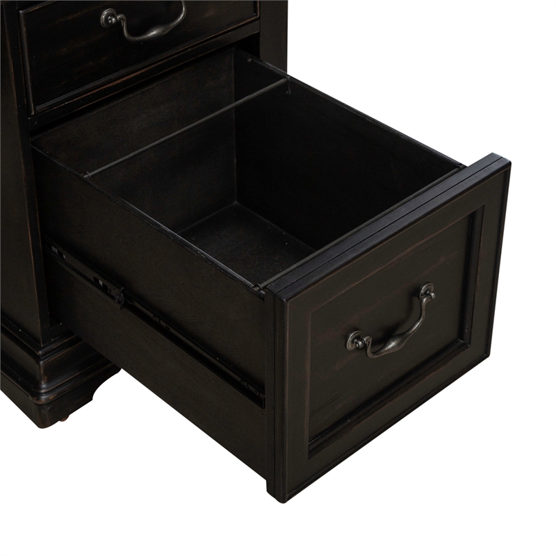 Pemberly Row Credenza and Hutch with File Drawers in Aged Charcoal