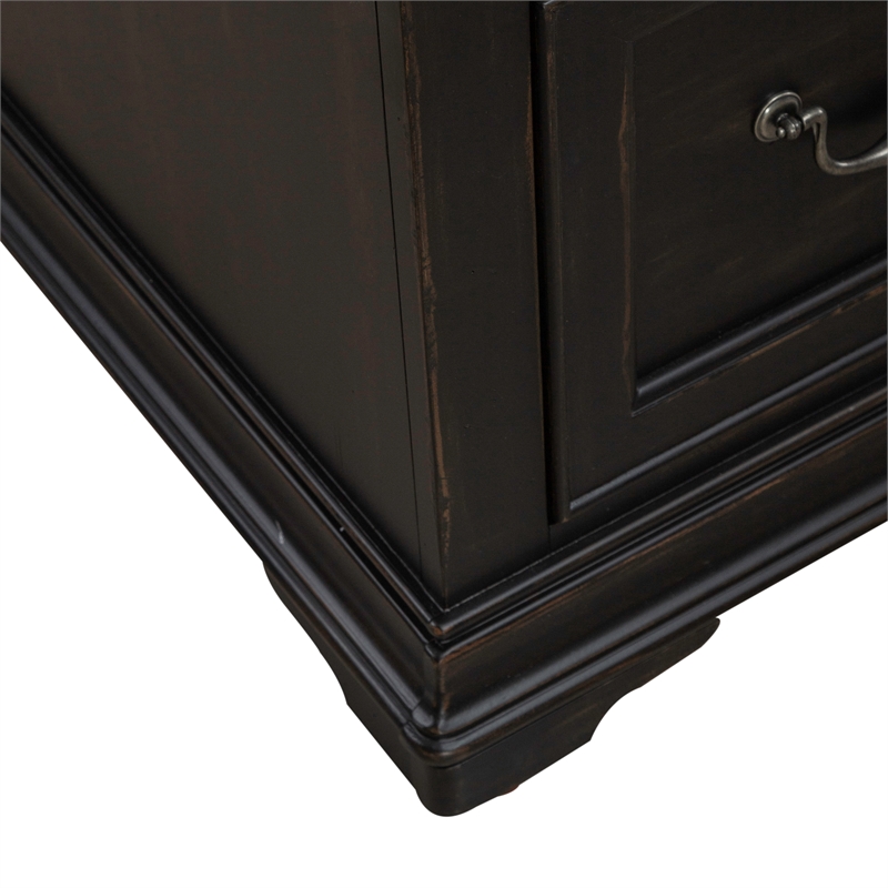 Pemberly Row Credenza and Hutch with File Drawers in Aged Charcoal