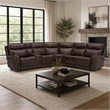 Pemberly Row Blair 6-Piece Transitional Leather Sectional in Brown