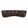 Pemberly Row Blair 6-Piece Transitional Leather Sectional in Brown