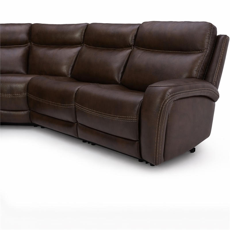 Pemberly Row Blair 6-Piece Transitional Leather Sectional in Brown