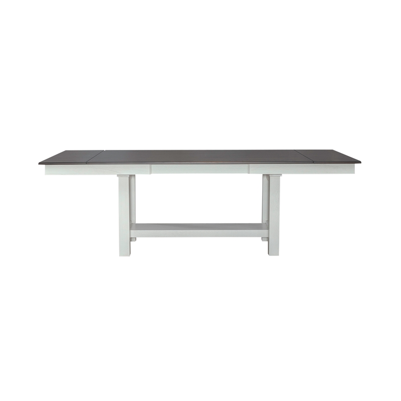 Pemberly Row 6 Piece Trestle Table Set with Refractory Leaves in White