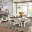Pemberly Row 6 Piece Trestle Table Set with Refractory Leaves in White