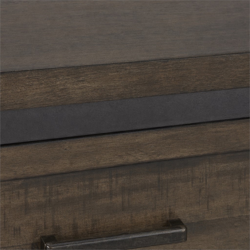 Pemberly Row Dark Gray 2 Drawer Night Stand with Dovetail Drawer Glides