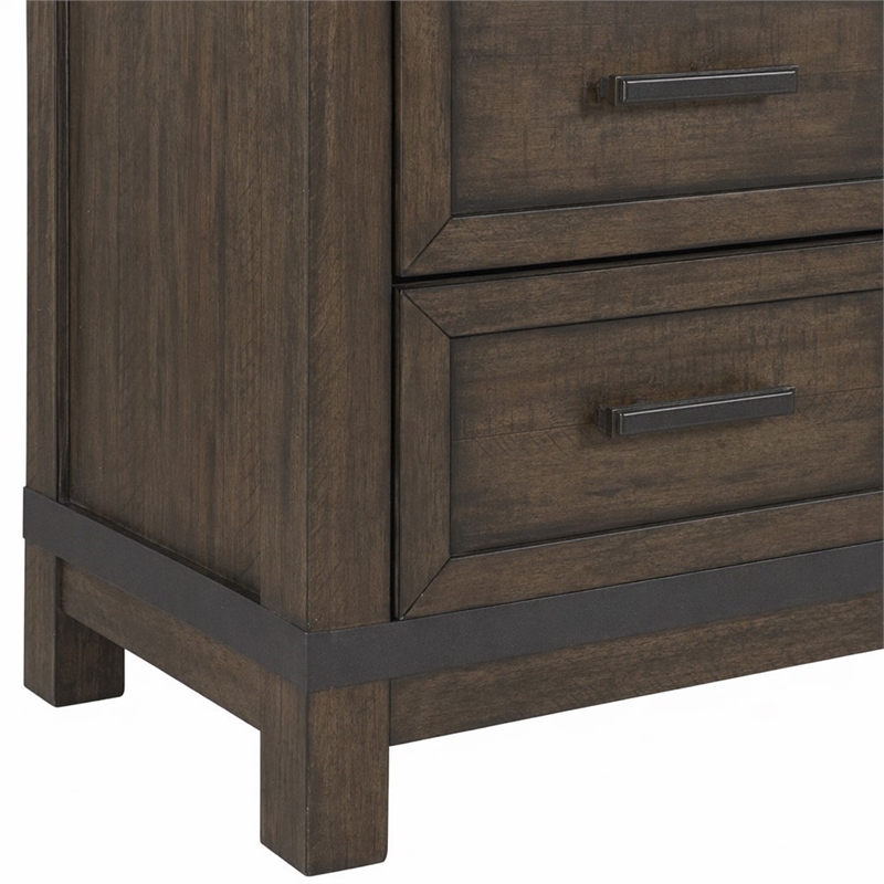 Pemberly Row Dark Gray 2 Drawer Night Stand with Dovetail Drawer Glides