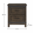 Pemberly Row Dark Gray 2 Drawer Night Stand with Dovetail Drawer Glides