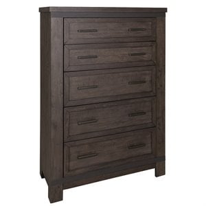 Pemberly Row Dark Gray 5 Drawer Chest with Dovetail Construction