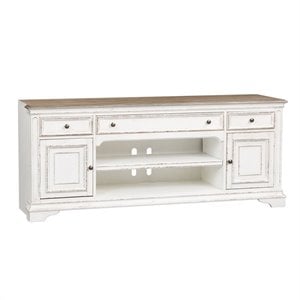 Pemberly Row White Entertainment TV Stand with Dovetail Construction