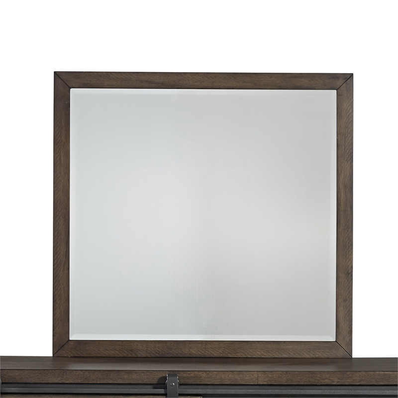 Pemberly Row Dark Gray Mirror with Heavy Distressing and Beveled Case