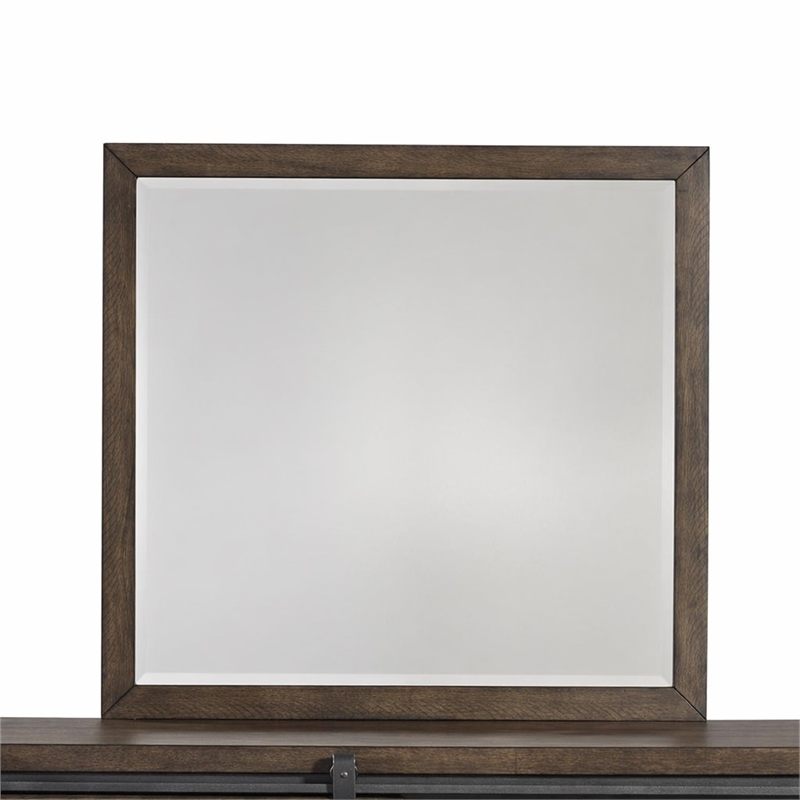 Pemberly Row Dark Gray Mirror with Heavy Distressing and Beveled Case