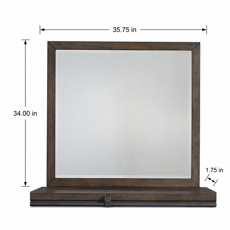 Pemberly Row Dark Gray Mirror with Heavy Distressing and Beveled Case