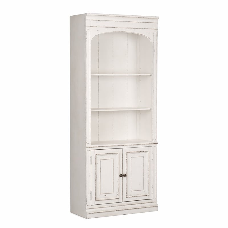 Pemberly Row White Bunching Bookcase with Dovetail and Canted Corners