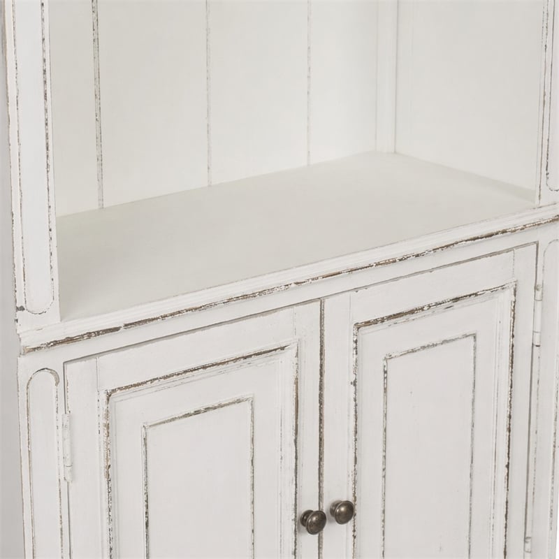 Pemberly Row White Bunching Bookcase with Dovetail and Canted Corners