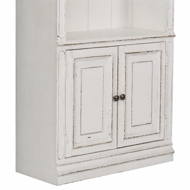 Pemberly Row White Bunching Bookcase with Dovetail and Canted Corners