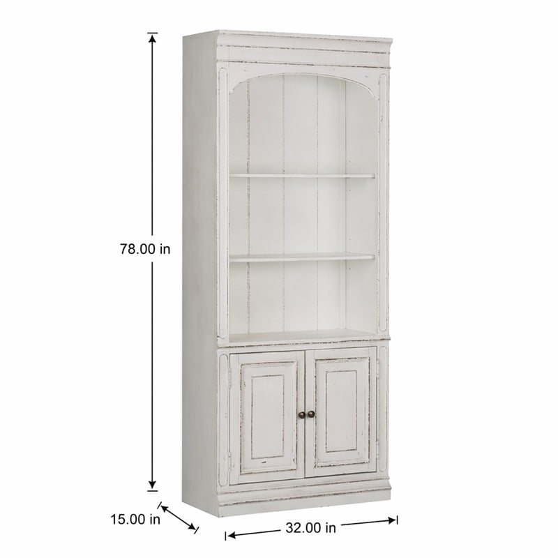 Pemberly Row White Bunching Bookcase with Dovetail and Canted Corners