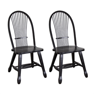 Pemberly Row Sheaf Back Side Chair in Black Set of 2 with Nylon Glides