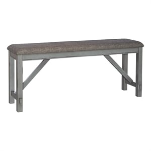 Pemberly Row Counter Height Dining Bench with Trestle Base in Gray