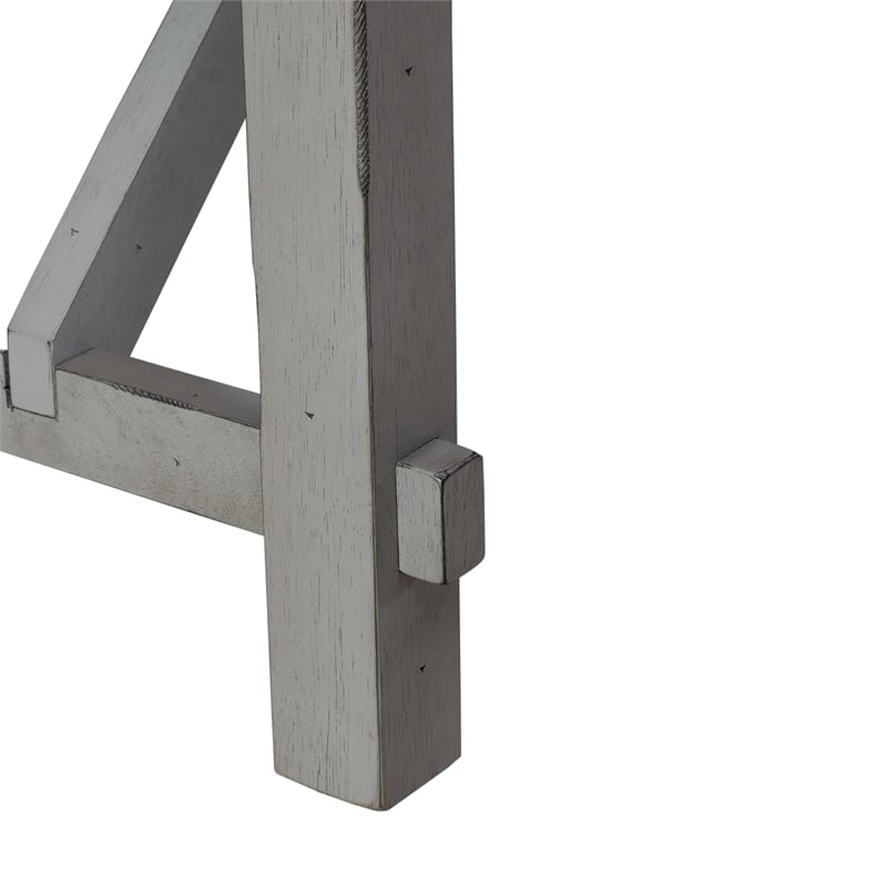 Pemberly Row Counter Height Dining Bench with Trestle Base in Gray