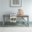 Pemberly Row Counter Height Dining Bench with Trestle Base in Gray
