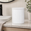 Pemberly Row White Drum End Table with Planked Top and Extra Storage
