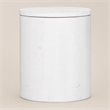 Pemberly Row White Drum End Table with Planked Top and Extra Storage
