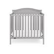Pemberly Row Mini Convertible Crib in Pebble Gray with Foam Mattress