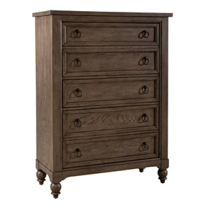 Pemberly Row 5 Drawer Chest with Cedar Lined Drawer in Dusty Taupe