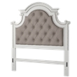 Pemberly Row Queen Upholstered Panel Headboard in Antique White/Bark