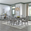 Pemberly Row 7 Piece Trestle Table Set with Splat Back Chairs in Gray